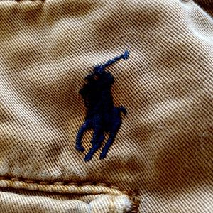 Polo by Ralph Lauren. Tan shorts w draw string & button. Waist 34